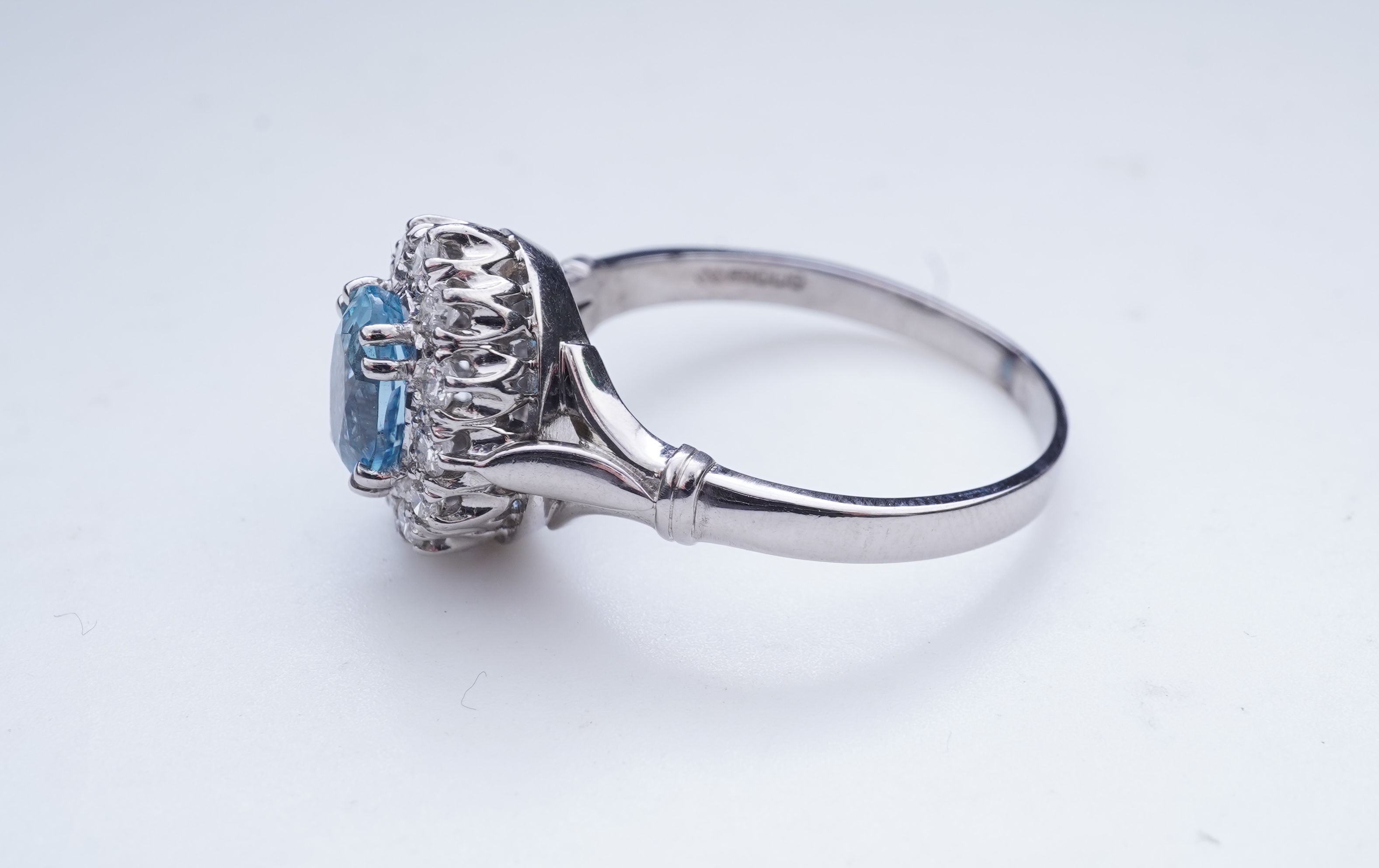An aquamarine and diamond cluster ring
